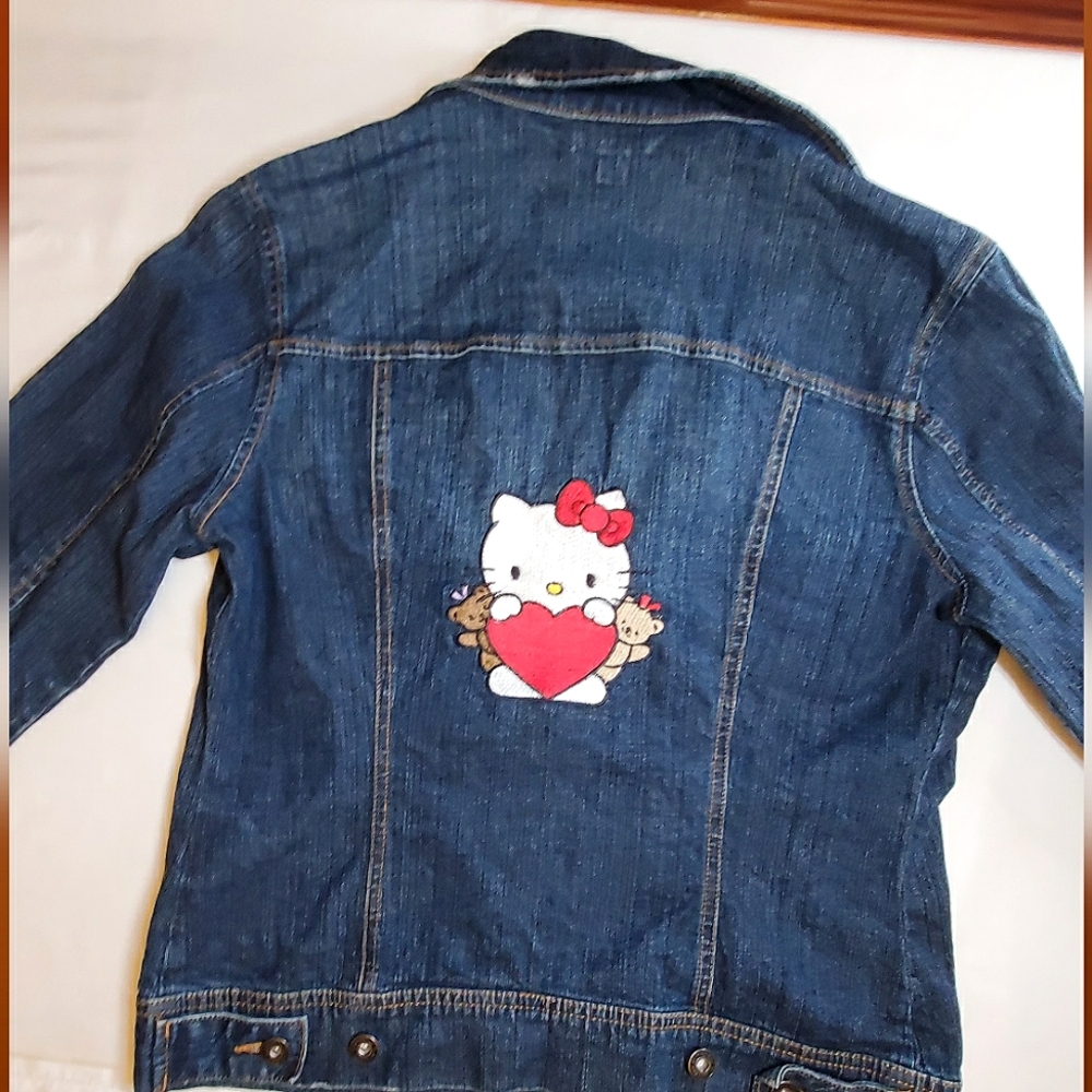 Hello Kitty Denim Jacket with pins and patch